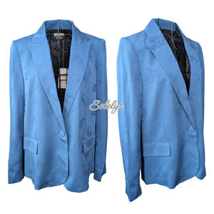 Zadig & Voltaire NWT Victor Jacquard Paisley 40 Large Blue Button Blazer Jacket